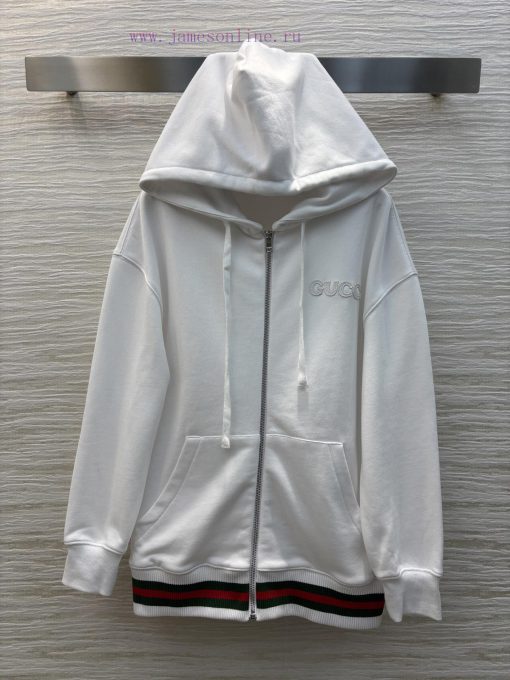 CW76579 Gucci 25 Spring/Summer New Collection Red And Green Ribbon Hooded Zipper Hoodie Coat Wi 9hj6ar9k