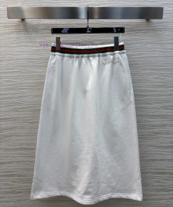 CB76580 Gucci 25 Spring/Summer New Collection Red And Green Ribbed Belt Straight Tube Long Half f641s3pj