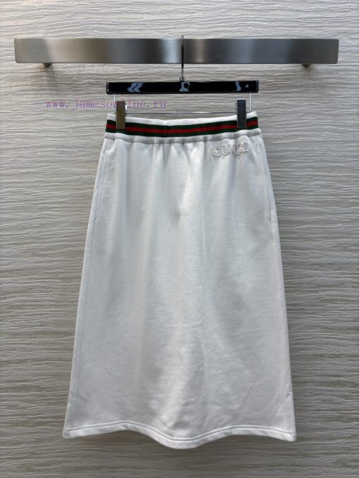 CB76580 Gucci 25 Spring/Summer New Collection Red And Green Ribbed Belt Straight Tube Long Half f641s3pj - Image 2