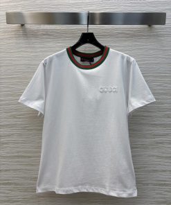 CT76581 Gucci 25 Spring/Summer New Collection Red And Green Ribbed Round Neck Short Sleeve T-sh qhsc7r6h