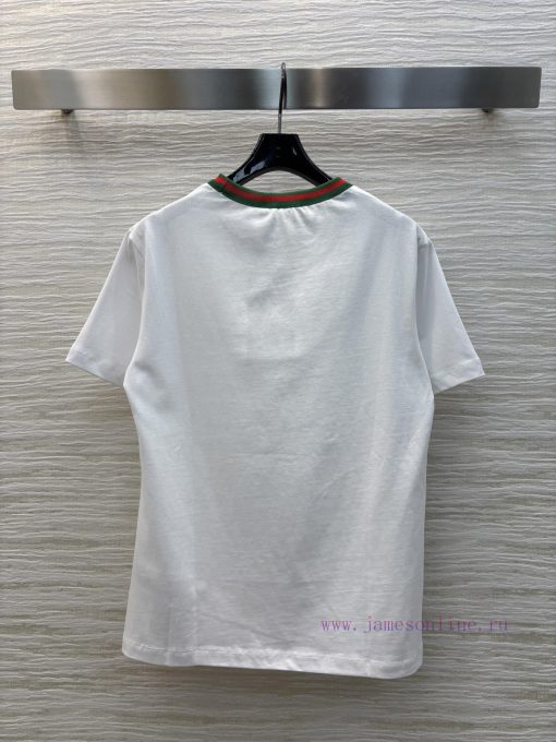 CT76581 Gucci 25 Spring/Summer New Collection Red And Green Ribbed Round Neck Short Sleeve T-sh qhsc7r6h - Image 9