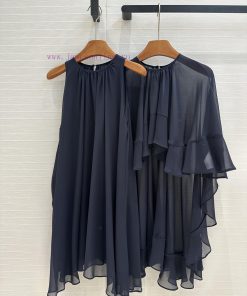 Strongly Recommend BL76588 CHLOE25 Early Spring New Product Blues Cape Two-piece Dress With Ruf oif0etqd