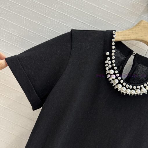 BT76589 Zim * 25 Spring/Summer New Heavy Industry Pearl Crystal Collar T-shirt Hand Sewn With P vq6uta1v - Image 4