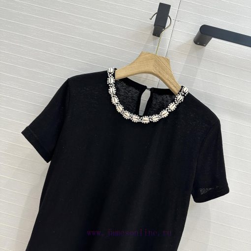 BT76590 Zim * 25 Spring/Summer New Heavy Industry Shell Crystal Collar T-shirt With Crystal Dec q6fikfm1 - Image 3