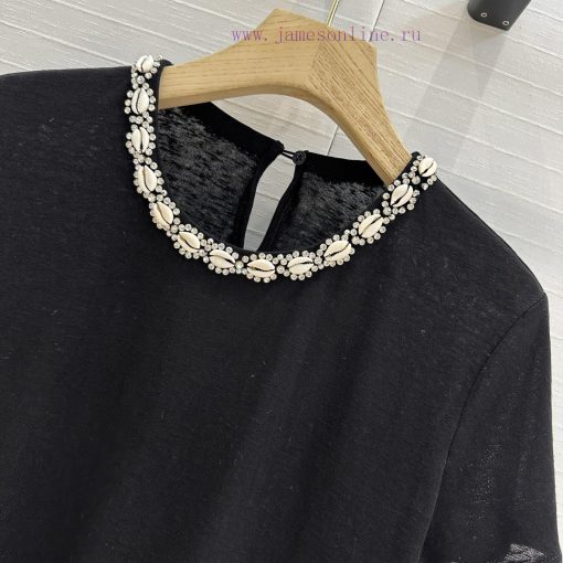 BT76590 Zim * 25 Spring/Summer New Heavy Industry Shell Crystal Collar T-shirt With Crystal Dec q6fikfm1 - Image 5