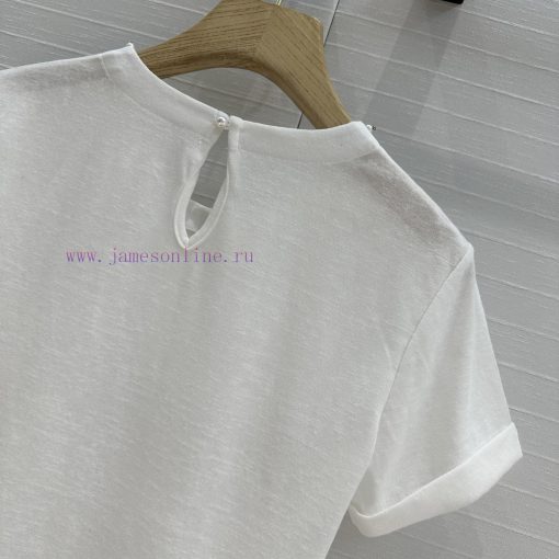 BT76589 Zim * 25 Spring/Summer New Heavy Industry Pearl Crystal Collar T-shirt Hand Sewn With P p4bz1v35 - Image 10