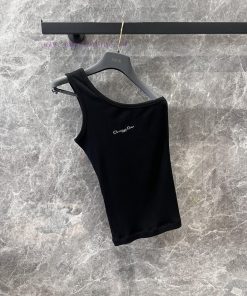 ZT60719 Dior 25Ss Early Spring New Oblique Shoulder Chest Letter Embroidered Elastic Tank Top | hqzi6ynh