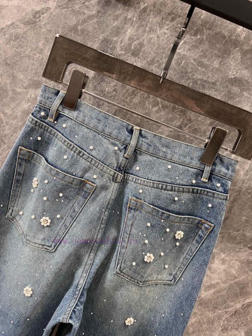 ZK60720 Maj * 25Ss Early Spring New Heavy Industry Flower Studded Jeans | Yb Developed Double P gq8qer2k - Image 5
