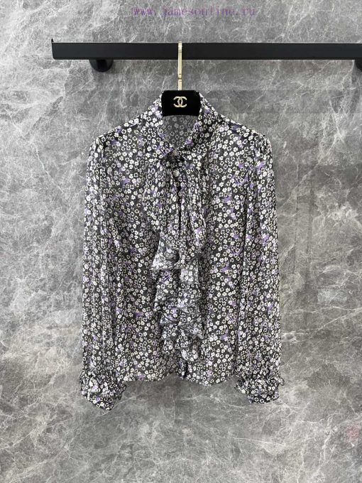 ZC60722 Chan * 25Ss Spring/Summer New Collection: Small Floral Lapel With Ruffle Edge Decoratio e9oo3cum