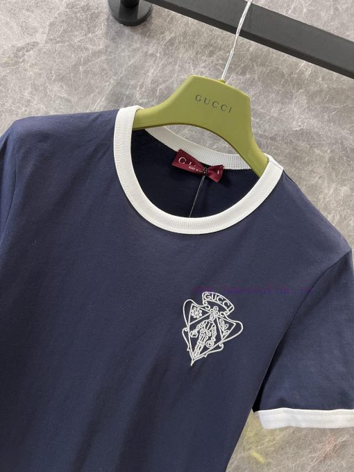 ZT60723 Gucci 25Ss Spring/Summer New Spliced Threaded Round Neck Short Sleeve T-shirt | Exquisi ftm2vbko - Image 4