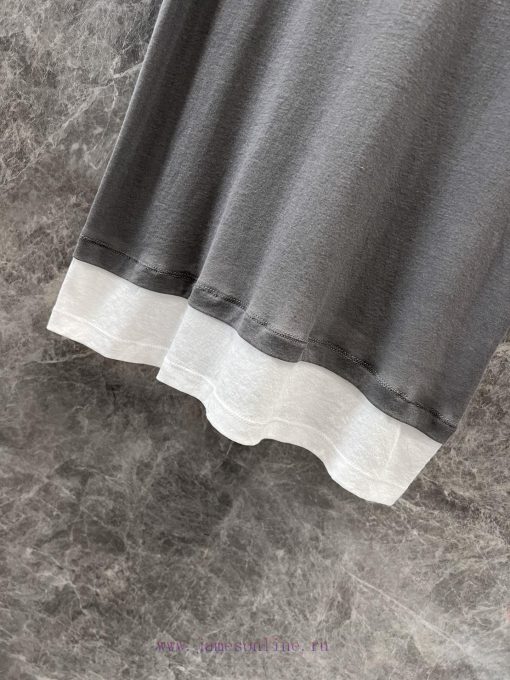 ZT60727 Miumi * 25Ss Spring/Summer New Micro Label Fake Two Piece Round Neck Short Sleeve T-shi wfy8dar7 - Image 8