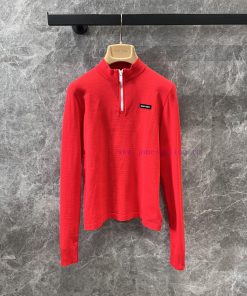 ZT60730 Miumi * 25Ss New Logo Zipper Short Long Sleeve Knitted Top For Early Spring Showroom | nw8p02ig