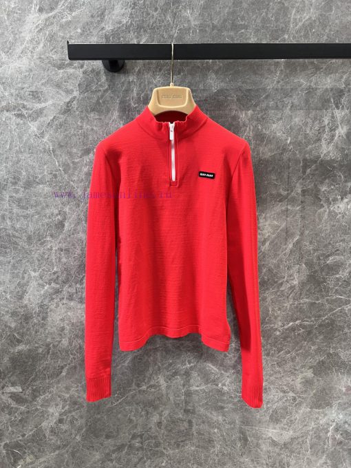 ZT60730 Miumi * 25Ss New Logo Zipper Short Long Sleeve Knitted Top For Early Spring Showroom | nw8p02ig - Image 2