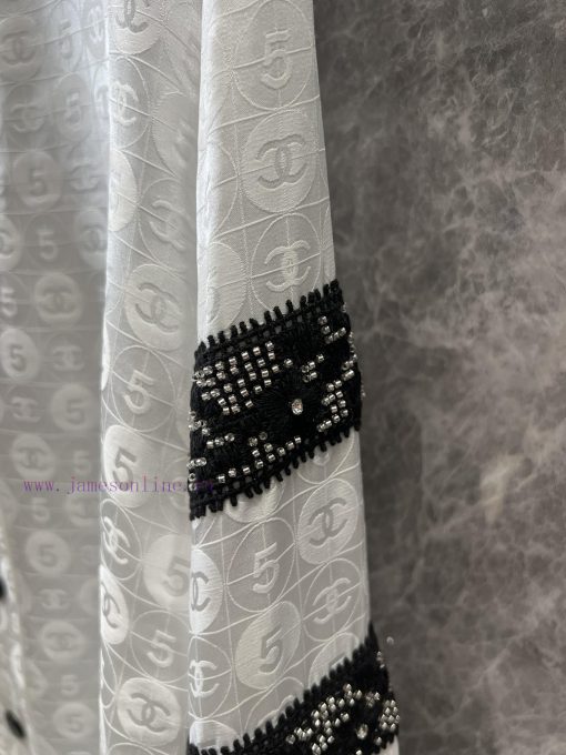 ZC60733 Chanel 25Ss Early Spring New Stand Up Collar Bundle Sleeve Jacquard Silk Shirt 丨 YB Dev 0rl6790h - Image 7
