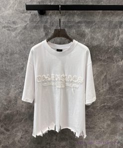 ZT60736 BALENCIAGA 25Ss Spring/Summer New Wash Water Piercing Hand Cutting Tassel Letter Round fon53bnb