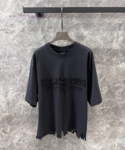 ZT60736 BALENCIAGA 25Ss Spring/Summer New Wash Water Piercing Hand Cutting Tassel Letter Round 4inoali5