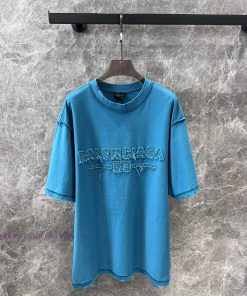 ZT60737 BALENCIAGA 25Ss Spring/Summer New Heavy Industry Stir Fry Color Old Letter T-shirt | Th wpy33p8g