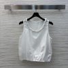 CT76595 Chanel 25 Summer New Collection Chanel Style Pearl Round Neck White Tank Top Pearl Buck 0jxk4r3e