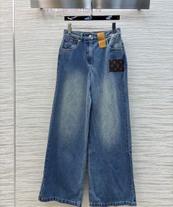 CK76596 Louis Vuitton 25 New Style Classic Vintage Leather Brand Decoration Straight Leg Jeans krldkt0d