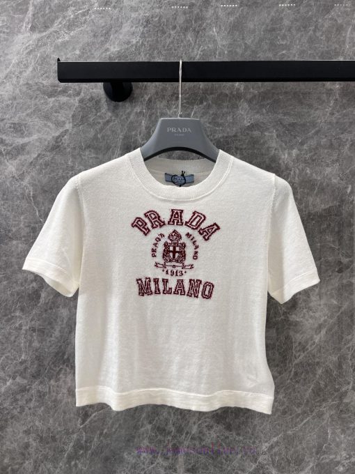 ZT60750 Prada 25Ss Early Spring New Product Letter Jacquard Light And Thin Knitted Top | Produc 6d2fnzfs