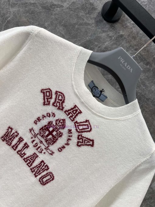 ZT60750 Prada 25Ss Early Spring New Product Letter Jacquard Light And Thin Knitted Top | Produc 6d2fnzfs - Image 4