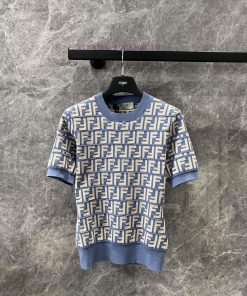 ZT60753 Fendi 25Ss Spring/Summer New FF Jacquard Cotton Short Sleeve Knitted Sweater | Develope wxbl4sg9