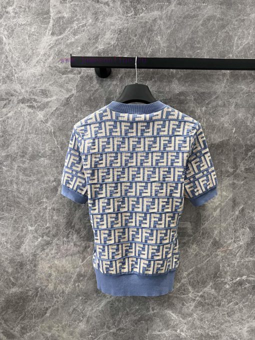 ZT60753 Fendi 25Ss Spring/Summer New FF Jacquard Cotton Short Sleeve Knitted Sweater | Develope wxbl4sg9 - Image 3
