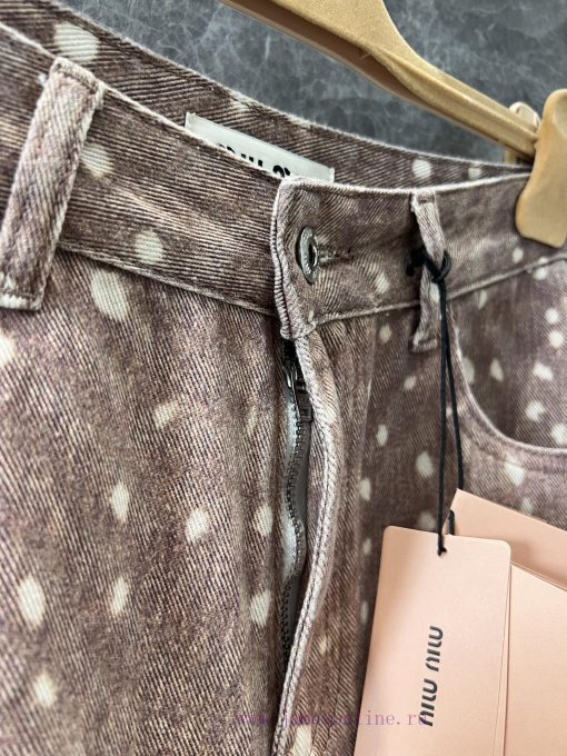ZK60759 Miumi * 25Ss Early Spring New Sika Pattern Straight Leg Wide Leg Cowboy Pants 丨 Develop a58rg10d - Image 6