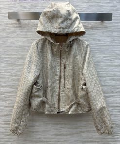 CW76630 Dior 25 Early Spring Classic Letter Jacquard Jacket Series Hooded Zipper Short Jacket W 6m78d2dr