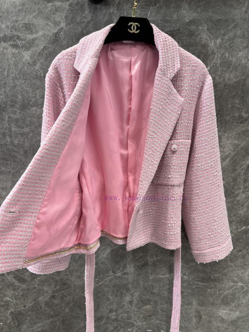 ZT60 Chanel 25ss Spring/Summer New Pink Series Coarse Denim Coat+Half Skirt Set | Produced By H wqkomk4k - Image 3