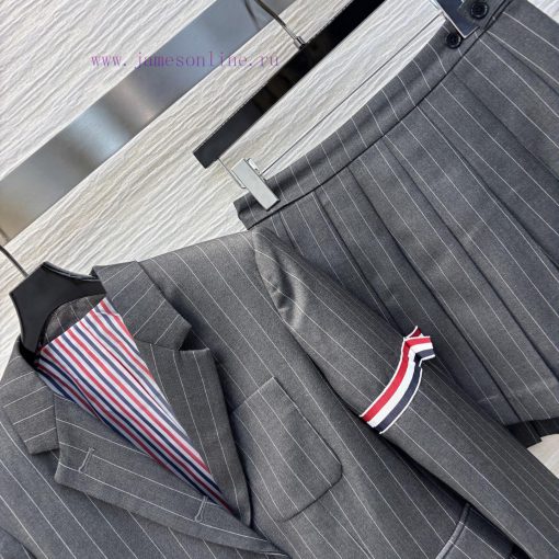 CT76670 TB Home 25 Early Spring British Style Retro Striped Trousers Jacket+pleated Short Skirt uz18yrir - Image 7