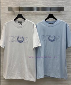 CT76676 Dior 25 Early Spring New Collection Embroidered Logo Pattern Loose Short Sleeve T-shirt 9pro2208