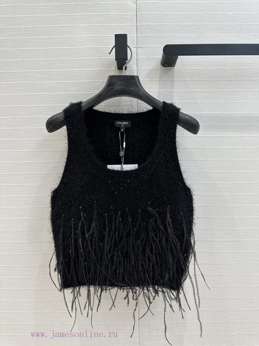 BT76687 25p New Feather Knitted Tank Top Elegant And Stylish With Drifting Feather Hot Diamond hlx0zlj5 - Image 2