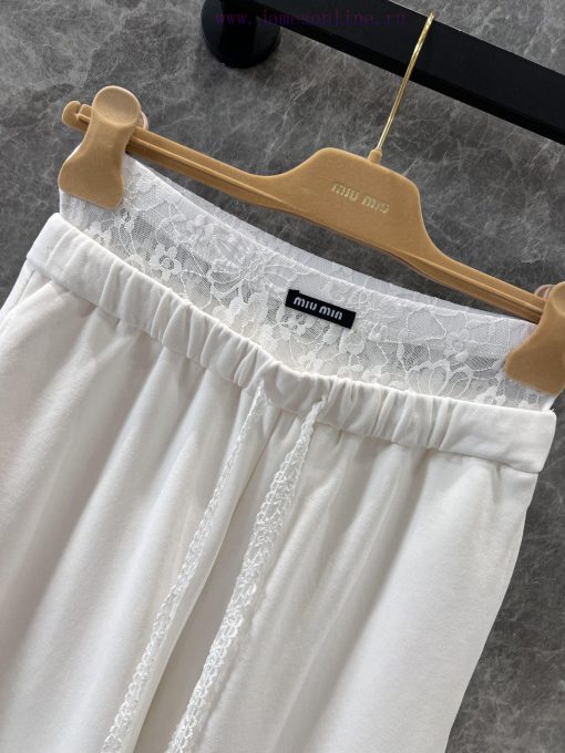 ZK60781 Miumi * 25Ss Spring/Summer New Drawstring Double Waist Style Casual Pants | Produced Re cwir90gn - Image 4