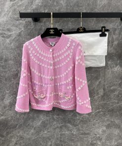 ZW60787 Chanel 25p Early Spring New Heavy Duty Pearl Chain Cashmere Cardigan | Developed And Pr u3oe3c5d