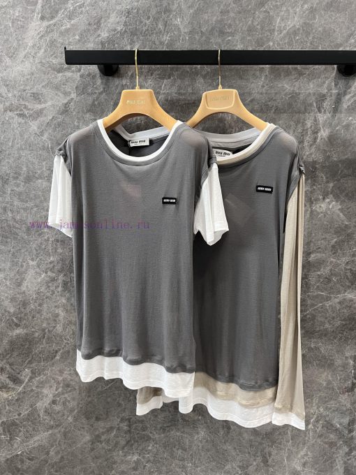ZT60795 Miumi * 25Ss Spring/Summer New Collection Letter Logo Sticker Color Contrast Splicing F uiyqu3bx - Image 9