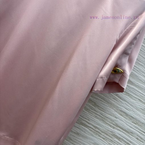 25 Spring/Summer CT76702 Schiaparelli Versatile Buckle Decorative Satin T-shirt Customized Fabr w27bnngt - Image 7