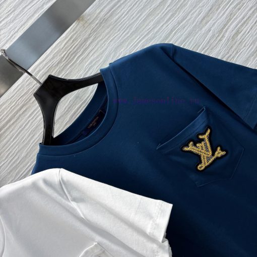 CT76709 Louis Vuitton 25 Early Spring New Collection Embroidered Solid Color Short Sleeve T-shi gwgcgi66 - Image 4