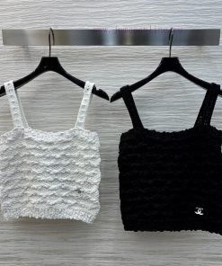 CT76711 Chanel 25 Spring/Summer New Product Handmade Hook Flower Knitted Strap Top With Heavy W lsmh5k9l
