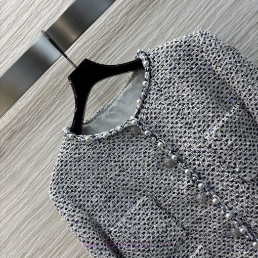 CW76712 Chanel 25 Early Spring New Collection Woven Round Neck Chanel Style Jacket With Pearl B m9jvmrsc - Image 6