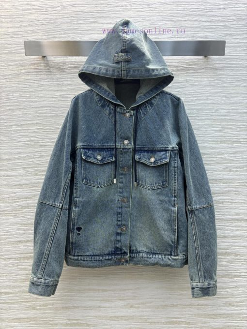 CW76715 Dior 25 Early Spring New Collection Retro Denim Series Hooded Loose Jacket Coat With Lo 99u73b3s