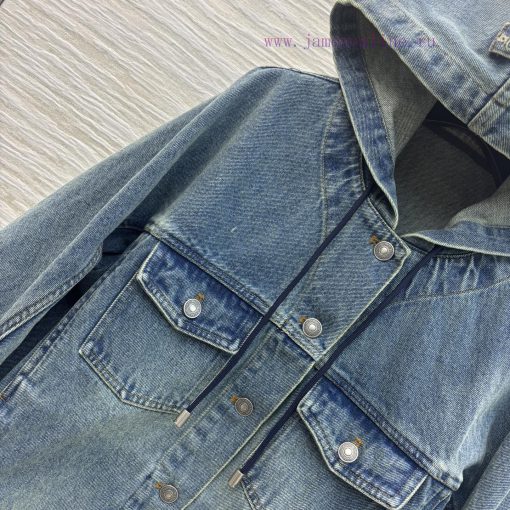 CW76715 Dior 25 Early Spring New Collection Retro Denim Series Hooded Loose Jacket Coat With Lo 99u73b3s - Image 4