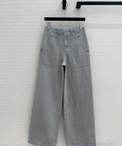 BK76720 Fen * 25 Spring/Summer New Product Haze Blue Washed Denim Pants With Multi Pocket Desig h8p8mneb