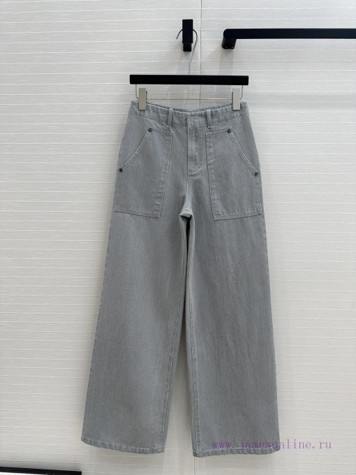 BK76720 Fen * 25 Spring/Summer New Product Haze Blue Washed Denim Pants With Multi Pocket Desig h8p8mneb