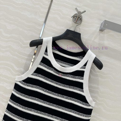 AT76726 Coco Chanel 25s Spring/Summer New Product: Woolen Circle Craft Flip Needle Stripe Knitt 8qlp6nv8 - Image 3