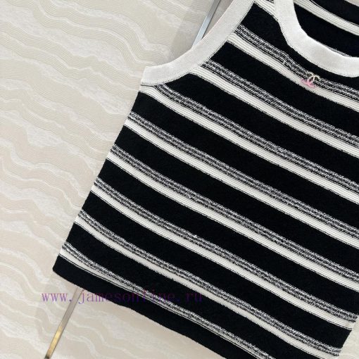 AT76726 Coco Chanel 25s Spring/Summer New Product: Woolen Circle Craft Flip Needle Stripe Knitt 8qlp6nv8 - Image 7