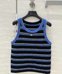 AT76726 Coco Chanel 25s Spring/Summer New Product: Woolen Circle Craft Flip Needle Stripe Knitt 6jel6wyi