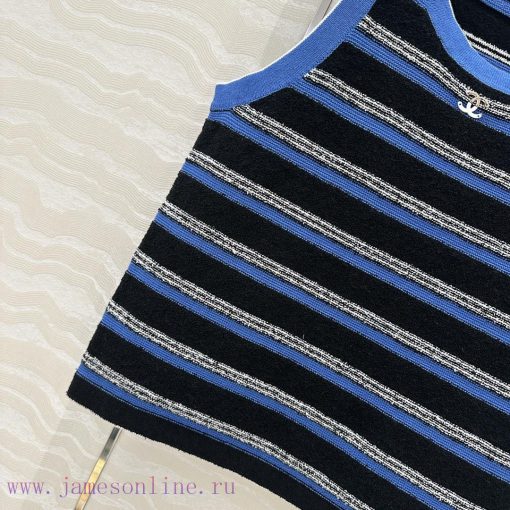 AT76726 Coco Chanel 25s Spring/Summer New Product: Woolen Circle Craft Flip Needle Stripe Knitt 6jel6wyi - Image 7