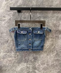 ZT60799 Dior 25Ss Spring/Summer New One Shoulder Cowboy Top | YB Developed One Shoulder Skincar tm4m9vr1