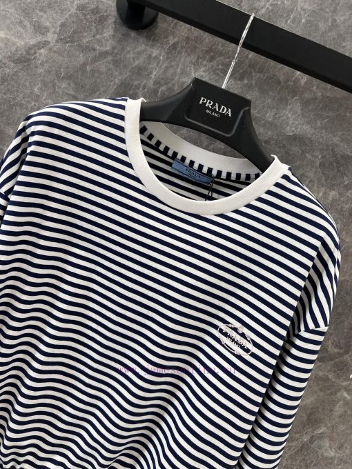 ZT60801 Prada 25SS Spring/Summer New Collection Color Contrasting Stripe Letter Embroidered Dra 8uj18atp - Image 4